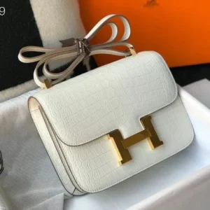 Design Matte Alligator Constance Mini 19 shoulder bag in Gold with Gold hardware - Dubai Fashion LUX