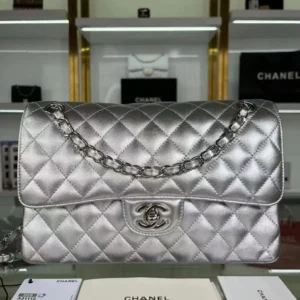 Design Metallic Lambskin Quilted Medium Double Flap - Dubai Fashion LUX