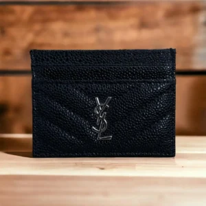 Design Monogram Card Case In Grained Matelasse Leather Purple/Silver - Dubai Fashion LUX