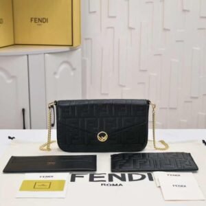 Design Wallet On Chain With Pouches Brown leather mini-bag - Dubai Fashion LUX