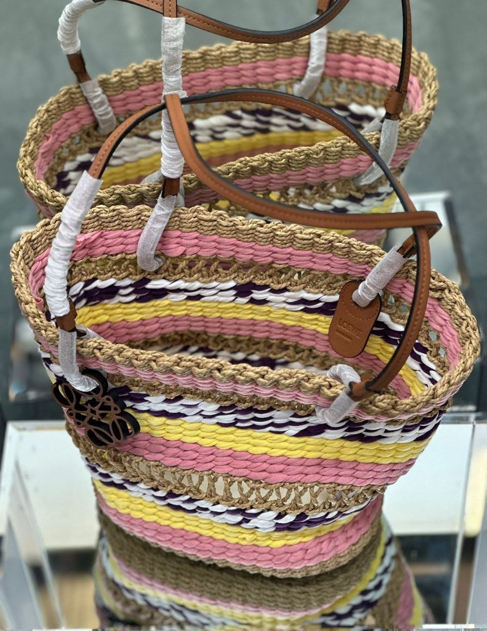 LOEWE Basket Tote in Multicolor Elephant Grass – Luxury Woven Handbag