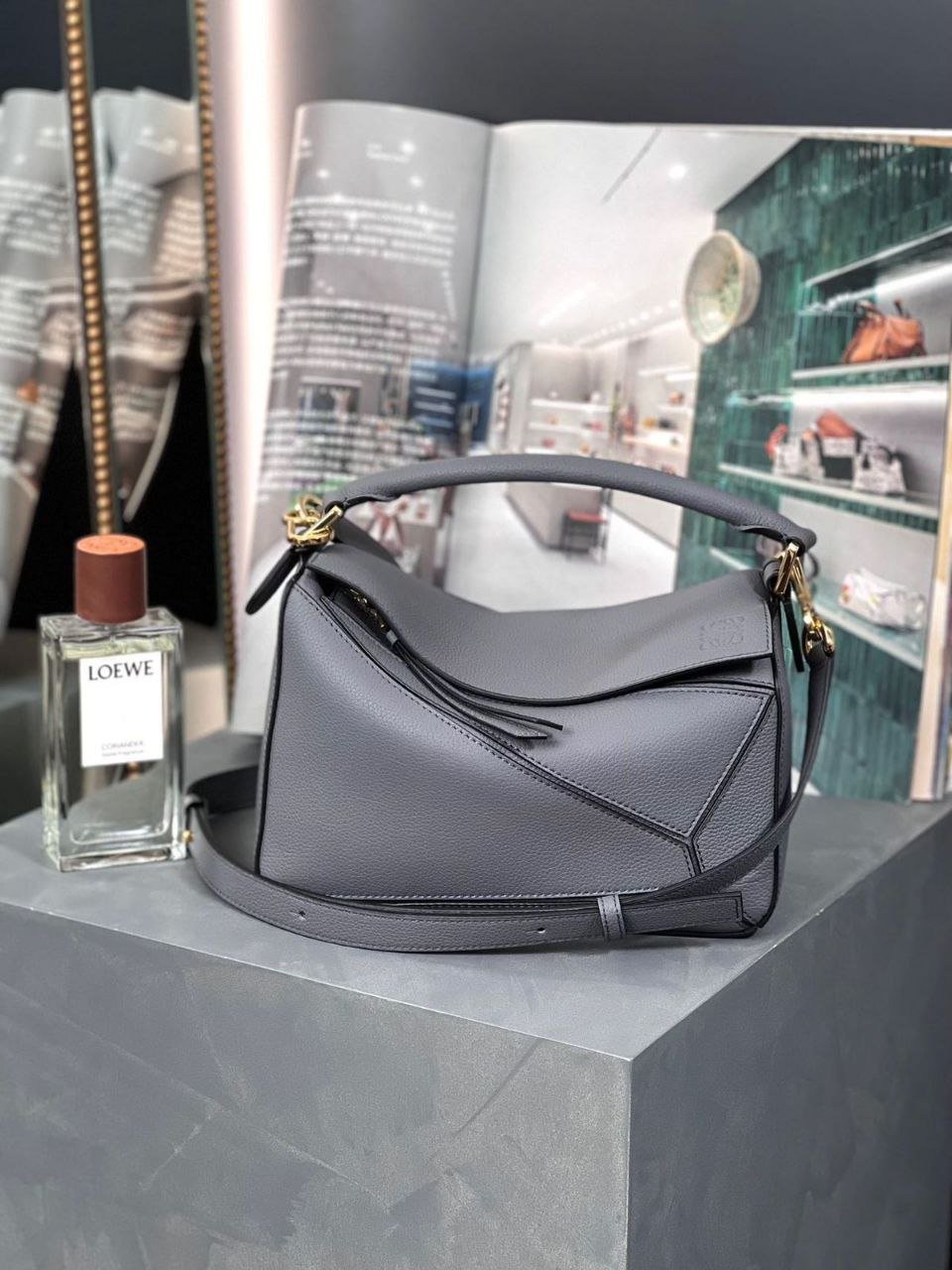 LOEWE Puzzle Leather Shoulder Bag – Luxury Geometric Design
