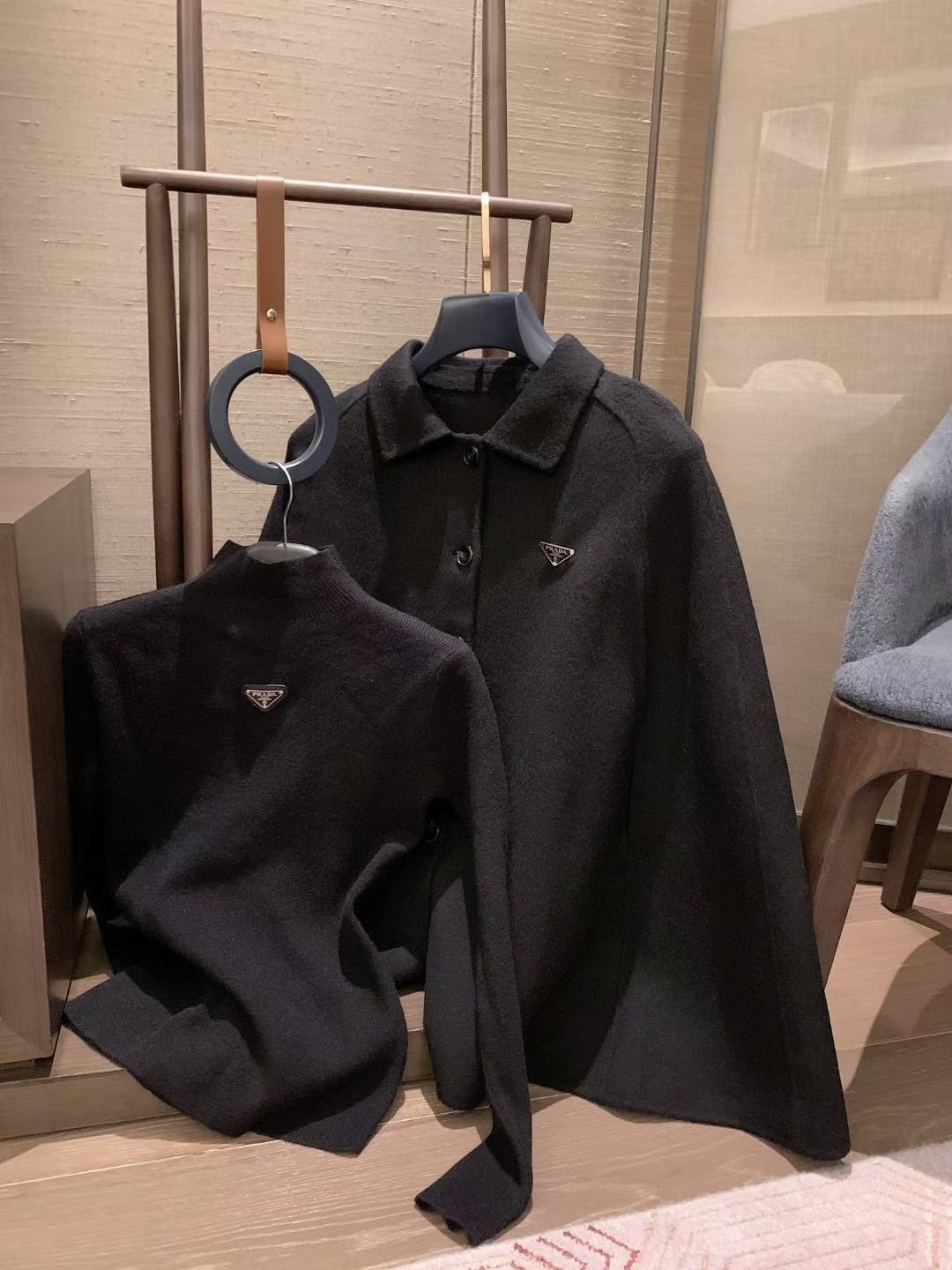 PRADA CAPE COAT WITH HIGHNECK