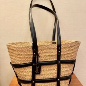 YSL Panier Panier Raffia Medium Tote Bag